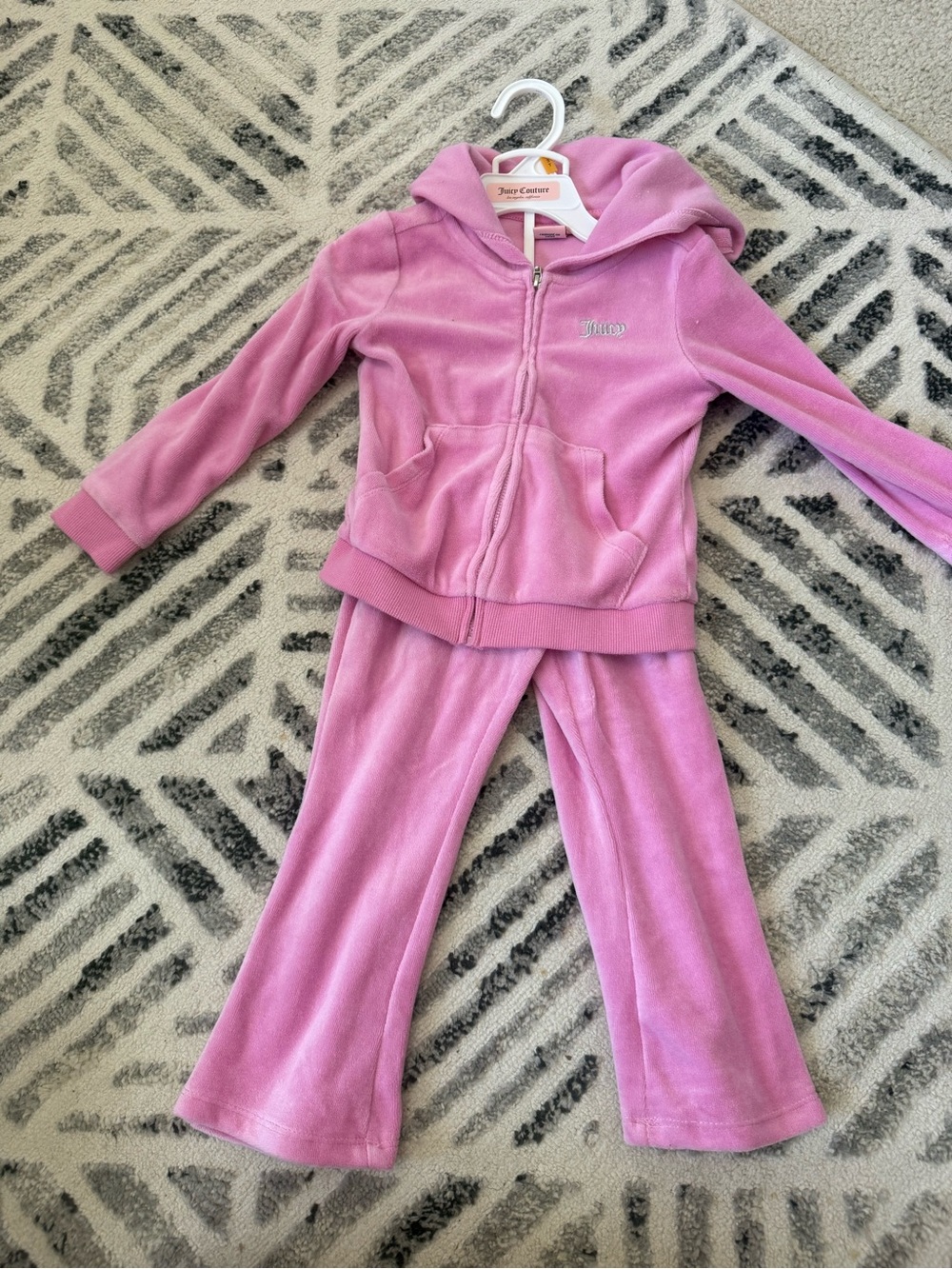 Juicy Couture Kids Pink Velour Hoodie & Pants Set